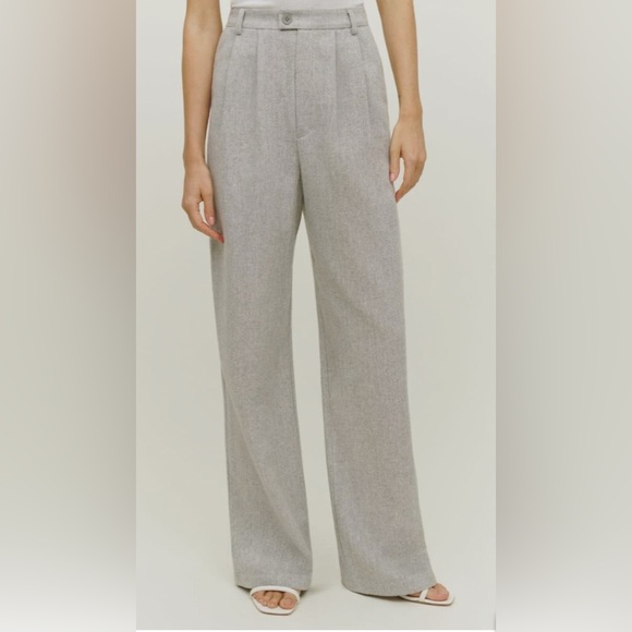 Reformation Pants - NWT Reformation High Waisted Montauk Wide Leg Women's Pants in Light Gray